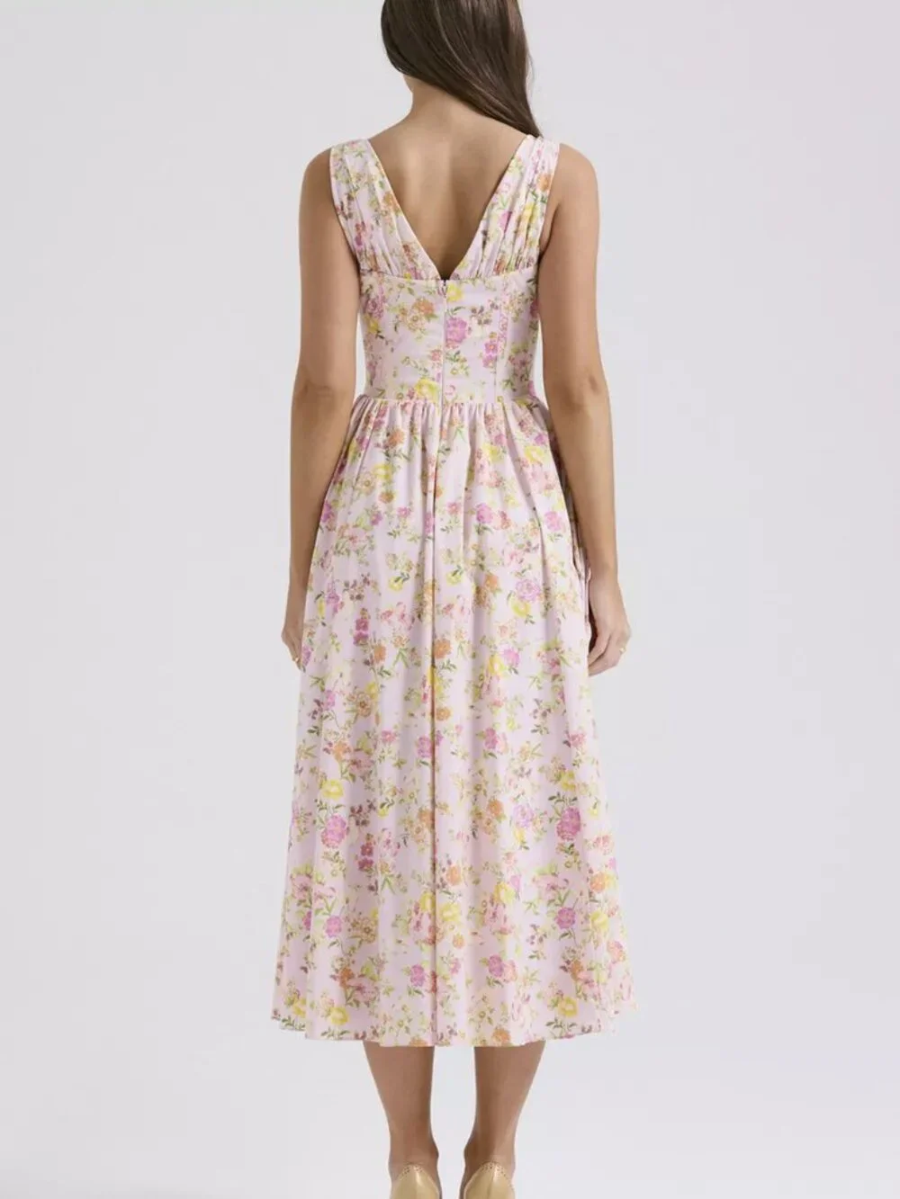 V-Neck Sleeveless Midi Dress - Picture 6 of 16